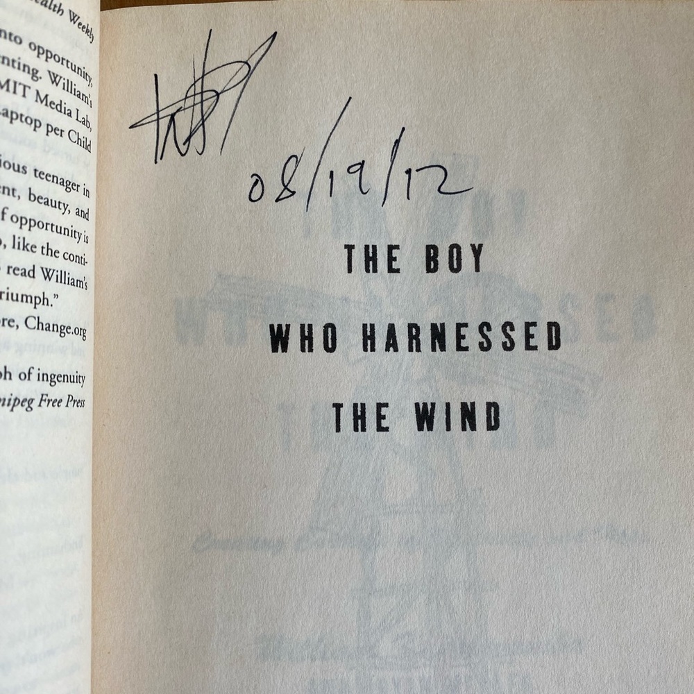 Signed Copy of The Boy Who Harnessed the Wind
